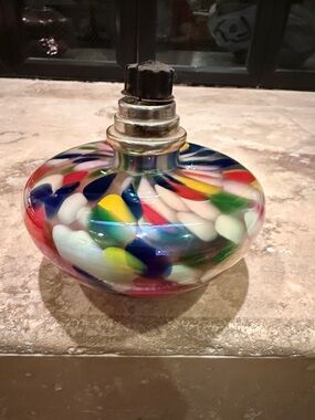 La Tee Da! Art Heist Pollack Glass Oil Lamp Hand Blown Multicolor Swirl